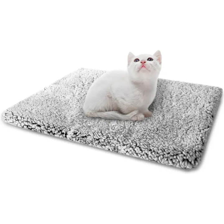 Alfombra térmica de felpa autocalentable y esponjosa para perros y gatos, que refleja el calor corporal, lavable (45 cm x 61 cm, gris) - 1