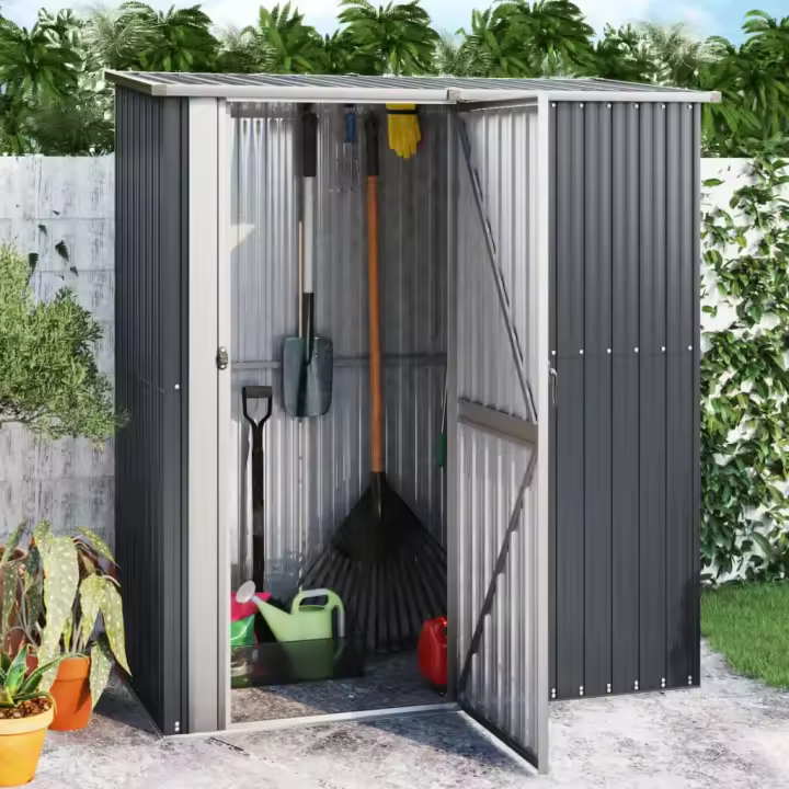vidaXL Cobertizo jardín acero galvanizado antracita 180,5x97x209,5 cm - 1