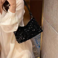 Bolso De Hombro Negro Con Brillo De Pimienta Estilo Casual Chic Diseño Unisex Bolso Cruzado Para Mujer Con Cierre De Cremallera - details 10