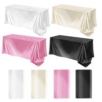 Mantel Rectangular De Seda Blanco Rosa Color Sólido Brillante Y Suave Para Bodas Y Fiestas Suministros De Mesa Decoración - details 0