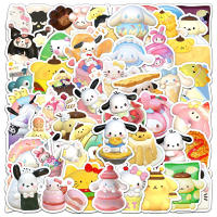 Pegatinas Sanrio De Comida Divertida 10/30/50pcs Hello Kitty Kuromi My Melody Dibujos Animados Kawaii Juguete De Pegatinas Para Niños - details 1
