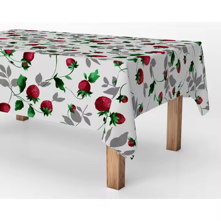 Mantel antimanchas de tela resinado por metros - Cocina Fresas 45033-1    mantel por metros; manteles; mantel barato; mantel jardín - 1
