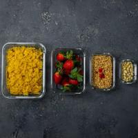 MAXHOME-Set 4 fiambreras borosilic rectangulares 370-600-1000-1500ml,Juego de 4 recipientes de almacenamiento de alimentos de cristal,recipientes de vidrio con tapas - details 3