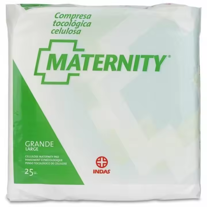Indas Maternity Compresas Tocológicas Celulosa Grande Anatómica, 25 Unidades - 1
