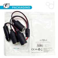 Ociodual Universal Car Cigarette Lighter Socket Connection Adapter 1m Extension Cable 12V 24V 10A Connector LED Indicator Black - details 7