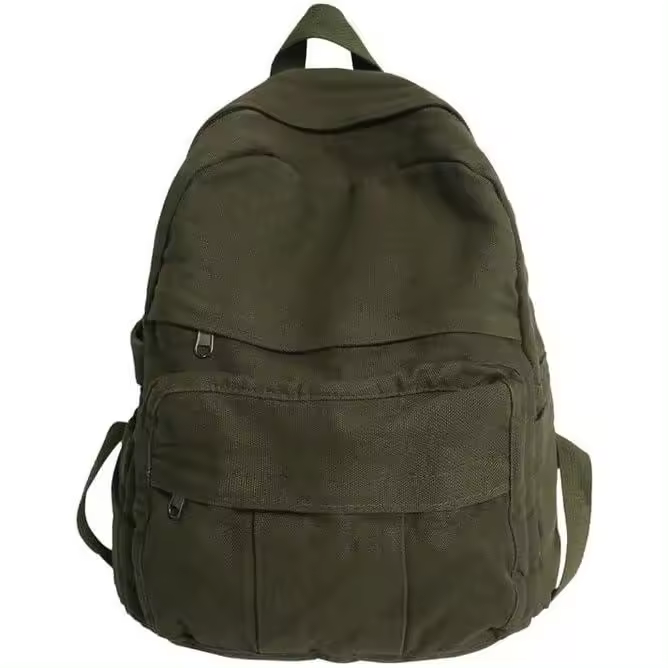 Mochila de lona, mochila estética para mujeres, hombres, mochila para computadora portátil, mochila de viaje vintage, mochila verde oscuro - 1
