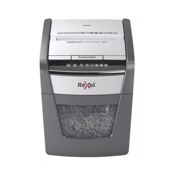 Rexel Optimum AutoFeed+ 50X triturador de papel Corte cruzado 55 dB 22 cm Negro, Gris - 1