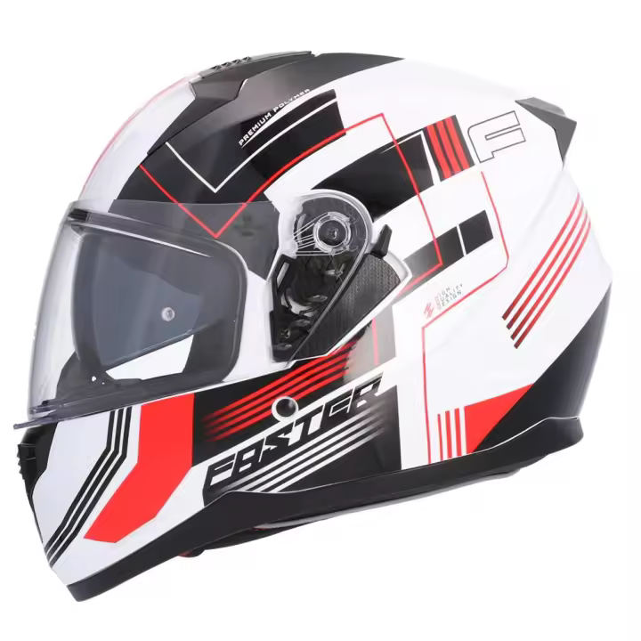 Shiro HEMETS Casco Integral SH-667 Faster Blanco y Rojo con Gafas Solar - 1
