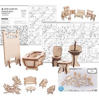 Juego De Puzle 3D De Madera 34 Piezas Miniatura 1:12 Para Casa De Muñecas Accesorios De Construcción DIY Juguetes Educativos Para Niños - details 5