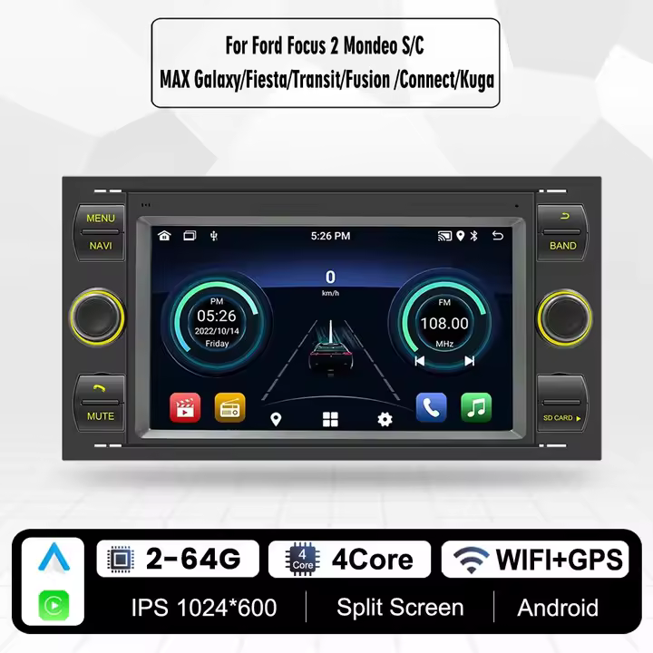 7'' Car Radio for Ford Focus 2 S C Max Mondeo Kuga Fiesta Fusion Galaxy Android Auto Wireless CarPlay GPS Car Multimedia Player - 1