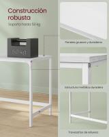 Escritorio Moderno con 2 Estantes Ajustables Izquierda o Derecha, Mesa de Trabajo para Salón y Oficina, Estructura de Acero, Blanco o Negro, 140x60x90 cm - details 3