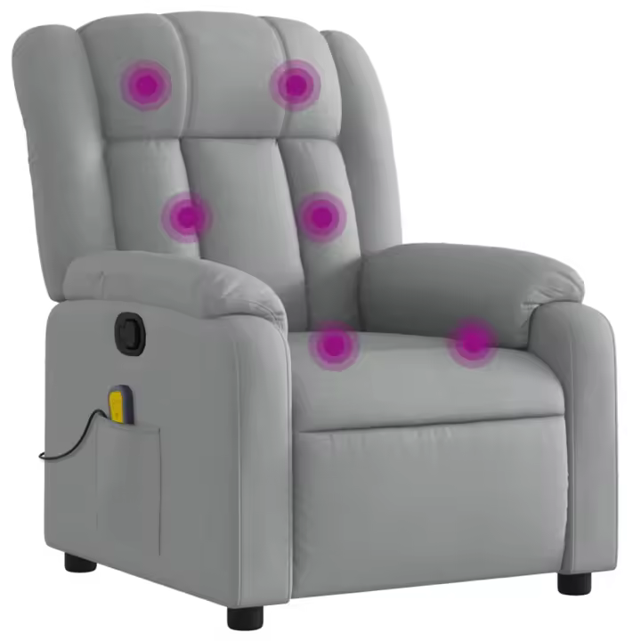 vidaXL Sillón reclinable de masaje de tela gris claro - 1