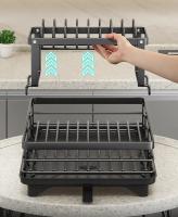 Estante De Secado De Platos Ajustable Con Borde De Drenaje Para Encimera De Cocina Y Almacenamiento Sobre El Grifo Organizador Con Portajuguetes Material De Acero Inoxidable Estilo Moderno - details 2