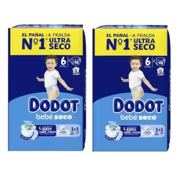 Dodot Bebé-Seco Talla 6 (13-18 kg) Pack Ahorro 96 Pañales – Máxima Sequedad y Protección Anti Fugas - 1