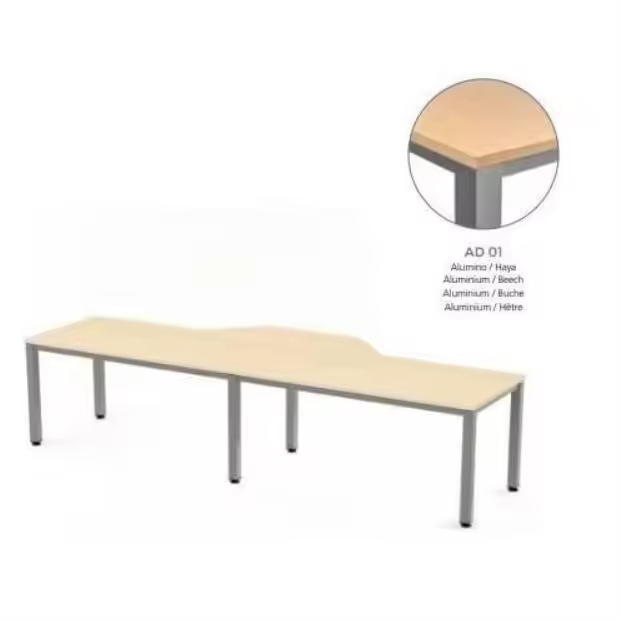 MESA EN FORMA DE L EXECUTIVE DE ROCADA 320x120x80 COLOR ALUMINIO/HAYA - 1