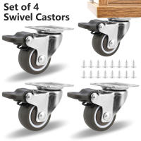 4Pc Rodillos Giratorios Silenciosos Para Muebles Caster Rotativo De Goma Con Freno De Seguridad Para Mesa Silla Sofá - details 0