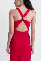 PuntoSalao Vestido largo aplique espalda color rojo para mujer elegante - details 1