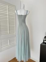 Vestido De Mujer Elegante De Verano Con Cadena De Cristal Y Encaje A-Line Con Cintura Delgada Y Tirantes Vestido De Fiesta De Vacaciones De Un Pie - details 5