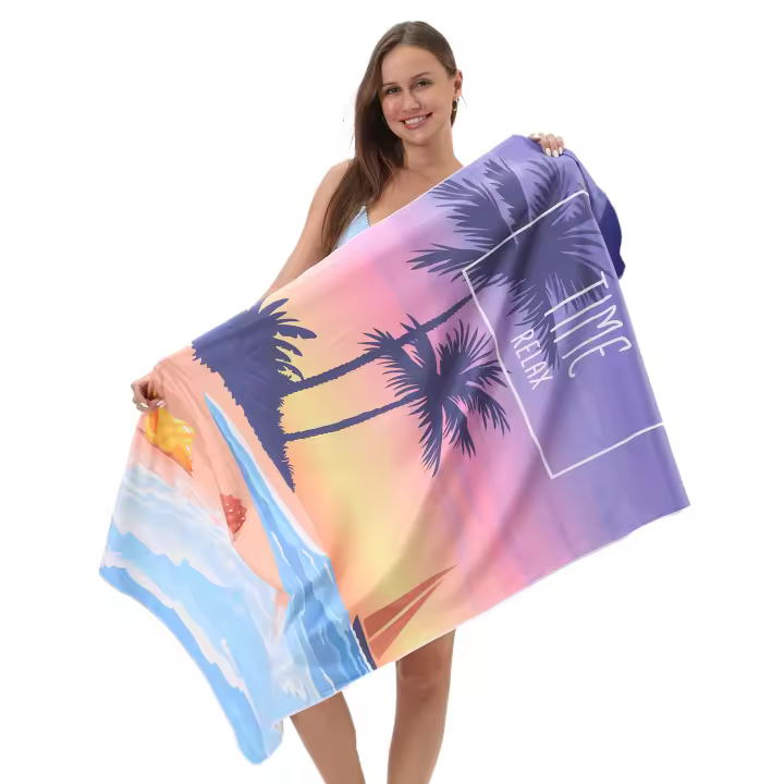 Toalla de playa de terciopelo de doble cara, toalla deportiva de microfibra para yoga, toalla absorbente de secado rápido para baño y natación. - 1