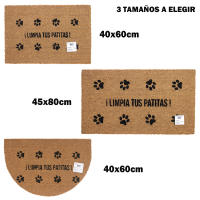 CM - Felpudo de Coco Natural con Base Antideslizante, Absorbente para la entrada de casa, Ideal para Puerta Exterior o Pasillo. Huellas, limpia tus patitas. 3 tamaños disponibles - details 0