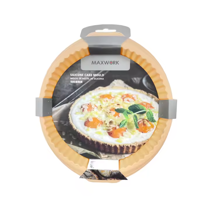 MAXWORK Molde redondo grande para pastel, con estrías, material de silicona de grado alimenticio, resistente a altas temperaturas y antiadherente, con un diámetro de 29 cm-color naranja - 1