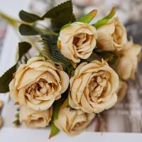 Bouquet Realista De Pétalos Multicapa Artificial Peonía Con Vínculos Verdes Hojas Verdes Flores Falsas Plantas Decoración Para El Hogar - details 5