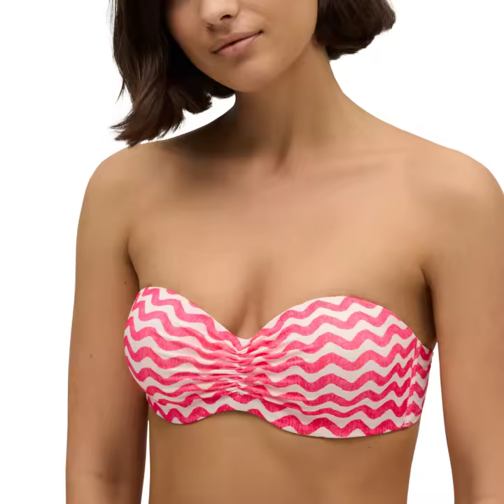Ysabel Mora - Top bikini bandeau push-up ondas fucsia copa B - 1