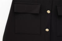 Vestido Largo Negro Para Mujer Estilo Casual Elegante Con Botones Y Manga Corta Para Primavera Verano 2025 Vestidos De Polyester A-Line - details 11