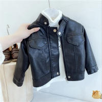 Chaqueta De Cuero PU Para Niñas Primavera Otoño Cierre De Cremallera Moda Corta Atractiva Ropa Exterior Clásica Para Bebés Y Niños De 2 a 8 Años Tallas 90-100-110-120-130-140 - details 12
