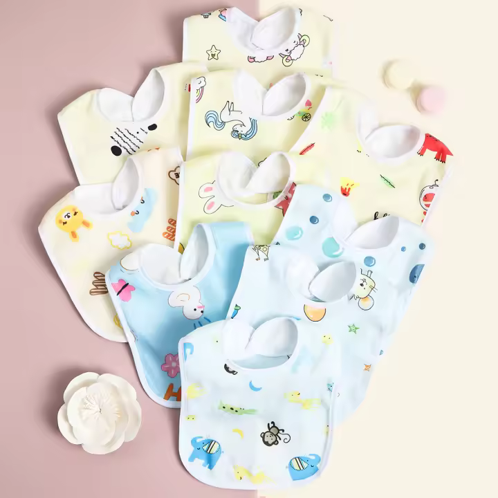 Paquete Random De 4/6/8/10 Piezas De Bibs Para Bebés De Algodón Impermeable Protección De Ropa Para Niños Y Niñas Recién Nacidos Estilo Geométrico - 1