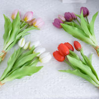 5pcs Arreglo De Tulipes Artificiales En Silicona Para Decoración De Fiestas Centro De Mesa De Sala De Estar Disposición Floral - details 5