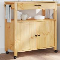 vidaXL Carrito de cocina MONZA madera maciza de pino 84x40x90 cm en color Marrón/Gris - details 0