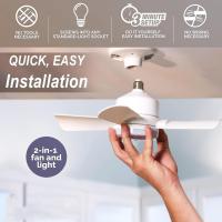 Ventilador de techo con luz, 3 velocidades, 4 aspas silenciosas, luz LED regulable, mini ventilador de techo moderno blanco para dormitorio, sala de estar y cocina. - details 2