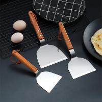 Cuchara De Teppanyaki De Acero Inoxidable Con Mango De Madera Antideslizante Para Pescado Y Panqueques Utensilios De Cocina - details 1