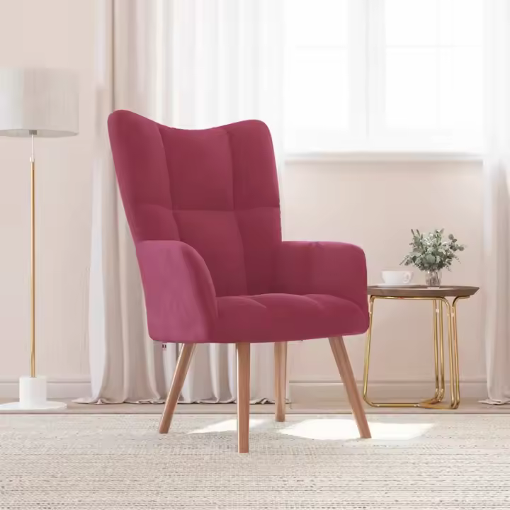 vidaXL Sillón de relax de terciopelo rojo vino tinto - 1