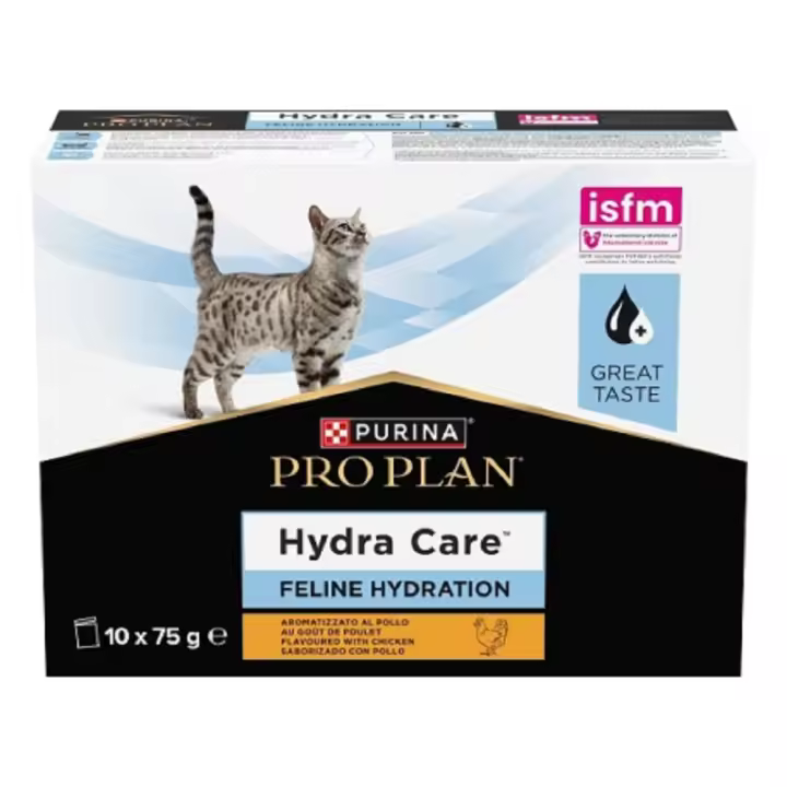 HYDRA CARE FELINE - POLLO ORIGINAL   (10 x 75gr.) - PURINA PRO PLAN - Suplemento para la correcta hidratación de los gatos - 1