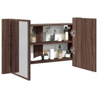vidaXL Armario espejo de baño LED acrílico brillo 80x12x45 cm en color Blanco brillante/Negro/Roble Sonoma y más | almacenamiento funcional diseño moderno para baño dormitorio sala - details 5