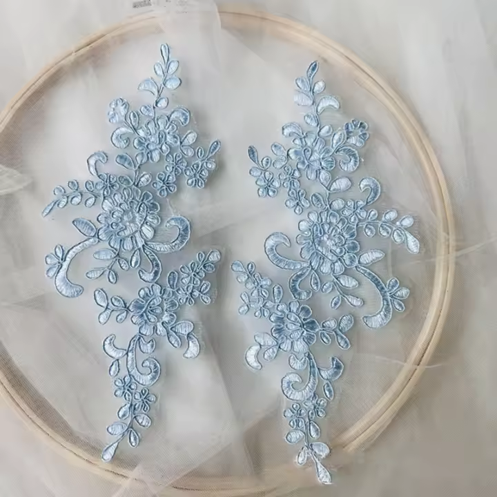 Patch De Encaje Con Aplicación De Flores Bordadas 1Paquete Decoración De Malla Para Bolsos Y Vestidos Adhesivo De Manualidades - 1