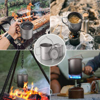 Juego De Cocina Ultraligero De Titanio Tomshoo 3 PCS Con Olla De 750ml Taza De Agua De 450ml Y Cuchara Plegable Para Camping Y Excursiones Al Aire Libre - details 14