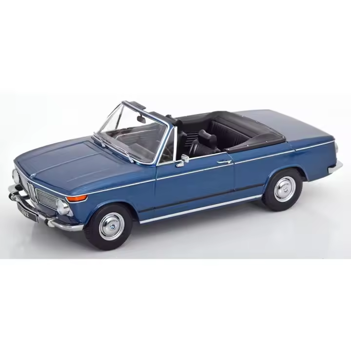 KK Escala 1/18 BMW 2002 METÁLICO AZUL OSCURO CABRIO 1968 CON SUAVE-TOP DESMONTABLE-KKDC181104 - 1