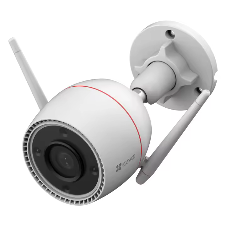Ezviz H3C Cámara de vigilancia exterior Video H.265 Resolución video 1080p Visión nocturna por infrarrojos (30m) Detección de personas con tecnología IA Resistente al exterior IP67 Captura de sonido Funciona con Asistente de Google y Alexa de Amazon - 1