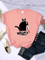 Camiseta De Verano Para Mujer Con Estampado De Gato Negro Y Diseño Humorista Camiseta Corta Transpirable Moda Casual Hip Hop Ropa Top Para Jóvenes - details 9