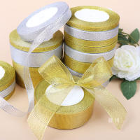 Cinta De Organza Plateada Y Dorada Para Boda Pasteles Regalos Decoración Artesanal 22 Metros/paquete 6-50mm Material Poliéster - details 0