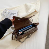 Bolso De Hombro PU Cuero Pequeño Para Mujer Color Sólido Con Cadena Vintage Lujo Monedero Bandolera De Moda Para Dama - details 23