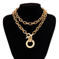 Collar Gargantilla Lacteo Para Mujer Con Cadena Gruesa Y Anillo OT-Clasp Pendiente Geométrico Joyería De Moda Para Bodas Y Fiestas - details 4