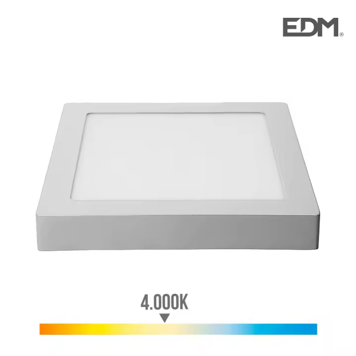 EDP 31593 Downlight Superficie Cuadrado Led Marco Cromo, 20W Luz 4,000K, Normal - 1