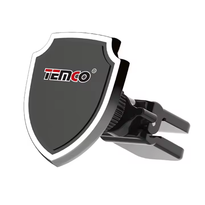 TEMCO Soporte de Móvil para Rejilla de Aire Magnético con forma de Escudo, Soporte movil Iman con Chapa para Smartphone, Porta movil  y telefono celular para auto, Accesorios para coche y Movil, Gris Negro - 1