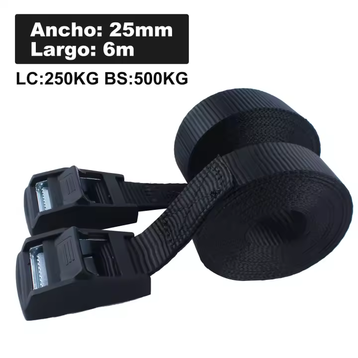 Cinta Tensora de Carraca para Coche，Correa de sujeción para coche， Correa multiuso de amarre (2 Unidades) – 25mm x 3.5m | Capacidad: 250 kg - 1