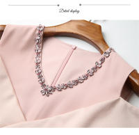 Vestido EVNISI De Verano Para Mujer Elegante Con Lazo Y Manga Mariposa Slim Para Oficina Vestido A-lineado De Color Rosa Dulce Con Cuello Redondo Y Cierre De Cremallera - details 11