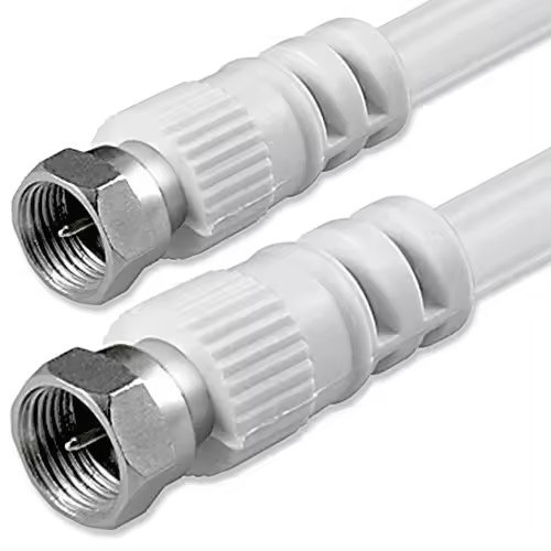 CABLEPELADO Cable Antena satélite |Cable de Antena Sat 75 Ohm | Conector Tipo F Macho a Tipo F Macho | Satélite Sat Freesat Sky Virgin BT TV HDTV DVB DVD Radio | Blanco | 1.50 Metros - 1